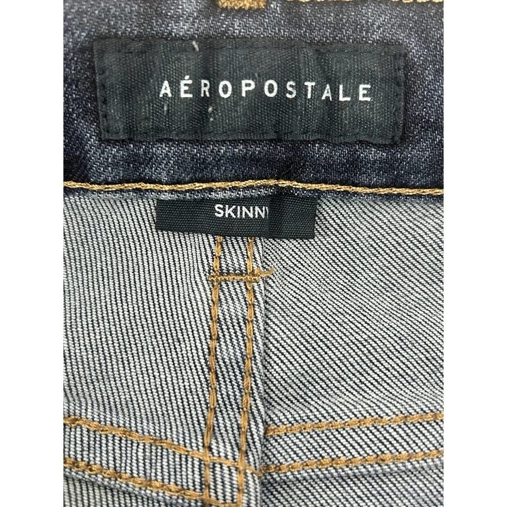 Aeropostale Skinny Jeans Men's Size 32 x 32 Medium Blue Wash Distressed Mid-Rise